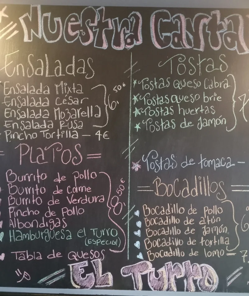El Turro pizarra